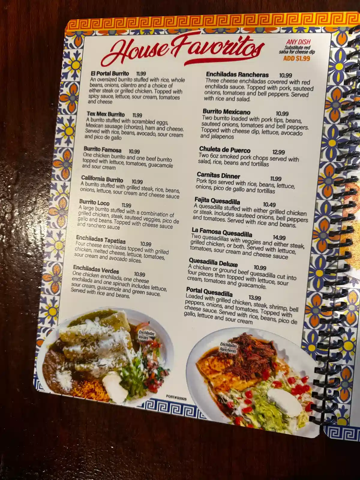 Los Portales Mexican Restaurant Bar & Grill Menu