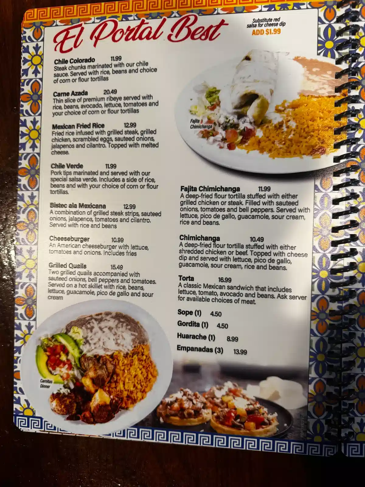 Los Portales Mexican Restaurant Bar & Grill Menu